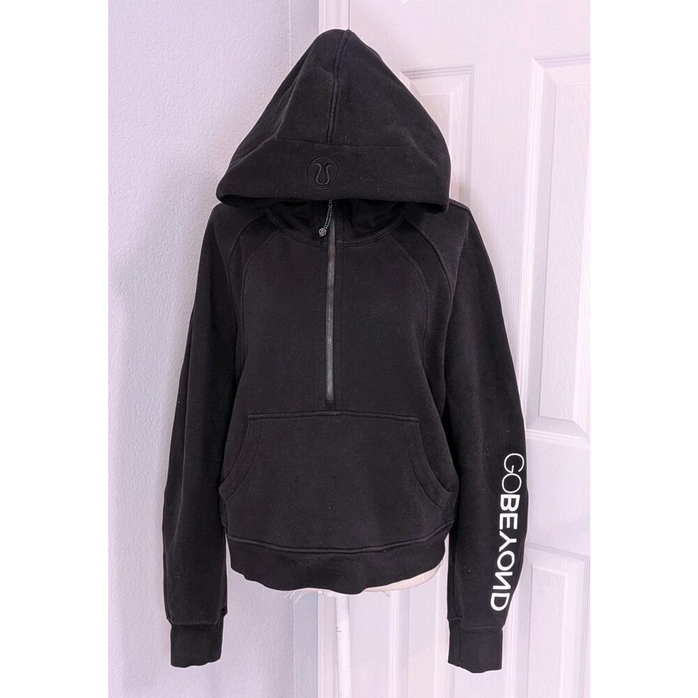 Lululemon Scuba Oversized Half Zip Hoodie Cropped Women XL XXL Black Logo